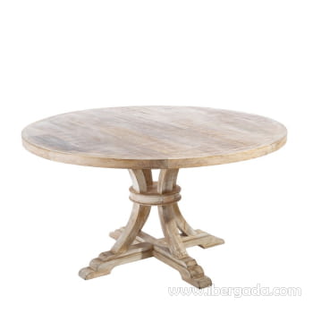 Mesa de Comedor Redonda Madera Blanco (150x150x76)