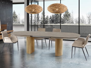 Mesa de Comedor Extensible Irati Piedra/Madera  (206/283x 103)