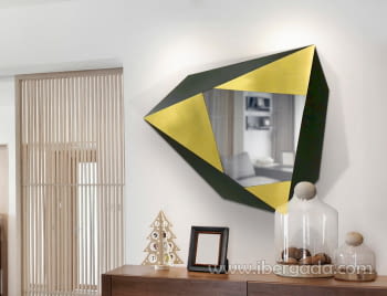 Espejo Facetas Oro/Negro (63x59)