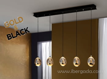 Lámpara Rocio 5L Negro/Oro
