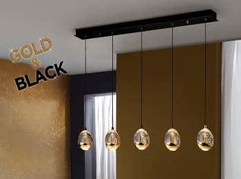 Lámpara Rocio 5L Negro/Oro