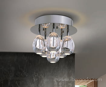 Plafón Rocio Cromo 6L Dimmable (32x32)