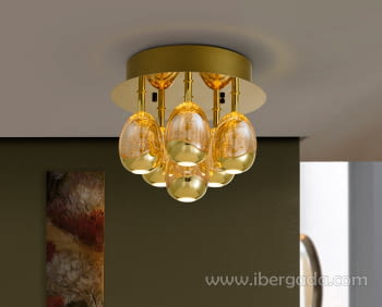 Plafón Rocio Oro 6L Dimmable (32x32)