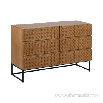 Comoda Madera/Metal 6 cajones (118x42x77)-2