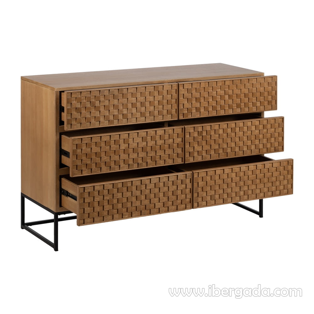Comoda Madera/Metal 6 cajones (118x42x77)-3