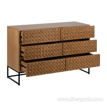 Comoda Madera/Metal 6 cajones (118x42x77)-3