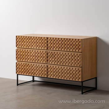 Comoda Madera/Metal 6 cajones (118x42x77)-12
