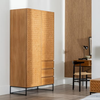 Armario Madera/Metal 2 puertas 3 cajones (98,5x55x199,5)