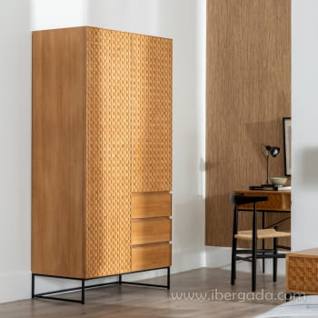 Armario Madera/Metal 2 puertas 3 cajones (98,5x55x199,5)