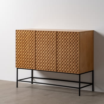 Aparador Madera/Metal 3 puertas (121,5x42,5x93,5)