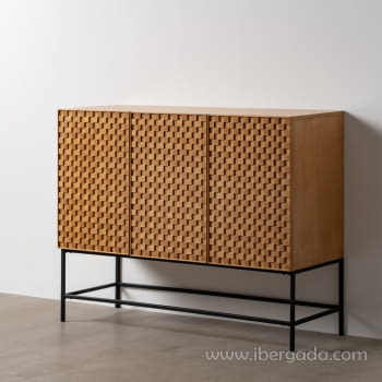 Aparador Madera/Metal 3 puertas (121,5x42,5x93,5)