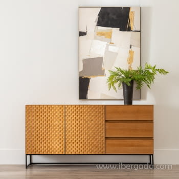 Aparador Madera/Metal 2 puertas 3 cajones (160x42,5x79)
