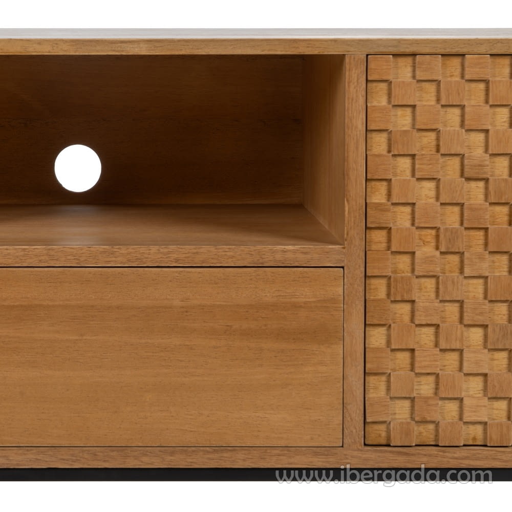 Mueble TV Madera/Metal 2 puertas 1 cajón 1 hueco (148x40x60,5)-10
