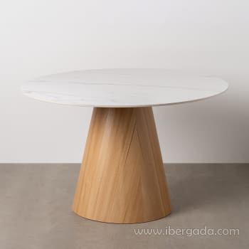 Mesa Centro Cerámica Blanca/Metal (80x80x45)