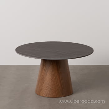 Mesa Centro Cerámica Negro/Metal (80x80x45)