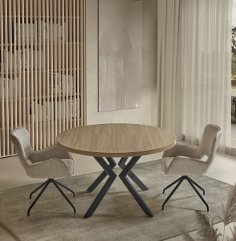 Mesa de Comedor Redonda Extensible Roble (120-160)