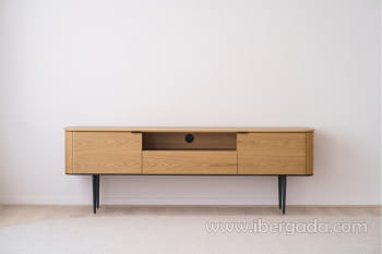 Mueble TV Neo Roble Natural/Acero Negro (198x45x65)