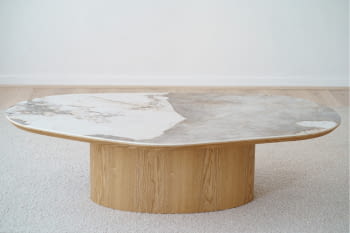 Mesa de Centro Nat Cerámico/Fresno Natural (130x80x35)