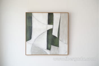 Cuadro Abstracto N.2 Verde/Gris con marco (100x100)-1