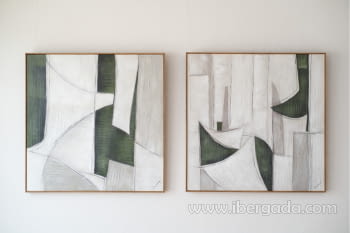 Cuadro Abstracto N.2 Verde/Gris con marco (100x100)-6