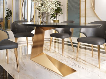 Mesa de Comedor Space Oro/Negro
