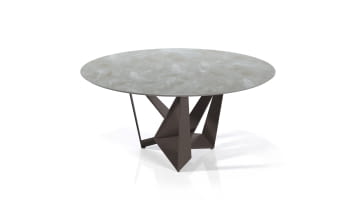 Mesa de Comedor Araña Redonda Marrón/Aluminio