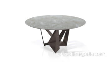 Mesa de Comedor Araña Redonda Marrón/Aluminio