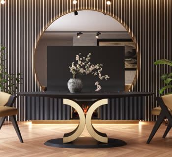 Mesa de Comedor Cloe Ovalada Oro/Negro