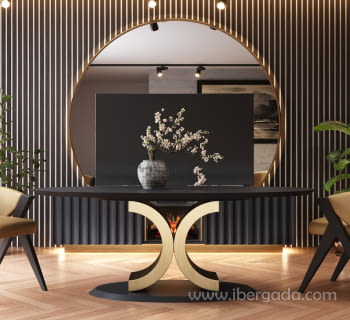 Mesa de Comedor Cloe Ovalada Oro/Negro