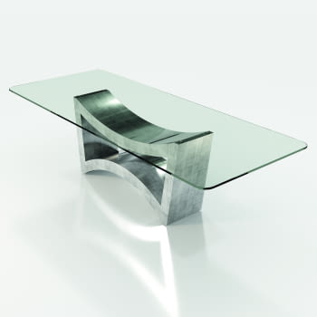 Mesa de Comedor Jara Plata/Cristal