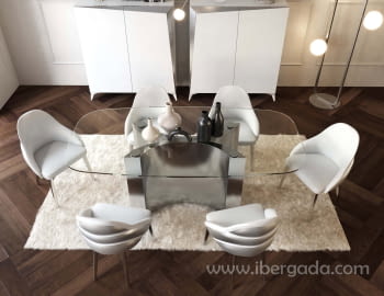 Mesa de Comedor Ceres Plata/Cristal