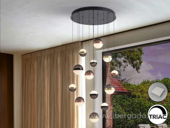 Lampara Orbes Negro/Oro/Laton 13L (80x80)