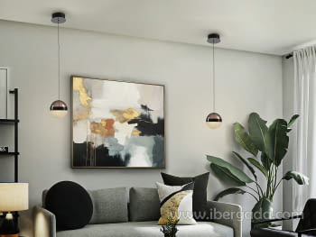 Colgante Orbes Cromo/Negro 1L (15x15)-2