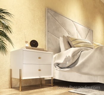 Mesita Eko-02 Blanca/Oro 2 Cajones (55x40x55)-1
