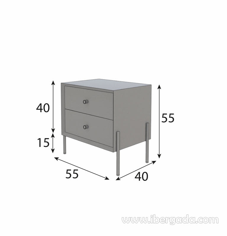 Mesita Eko-02 Blanca/Oro 2 Cajones (55x40x55)-3