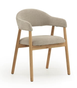 Silla Chenilla Beige/Roble