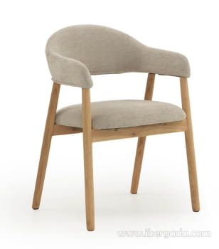 Silla Chenilla Beige/Roble