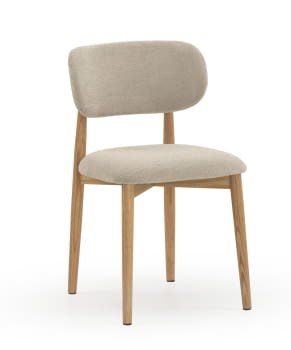 Silla Chenilla Beige/Roble