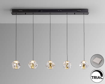 Lámpara Zaria 5 Luces Transparente Dimable con Mando
