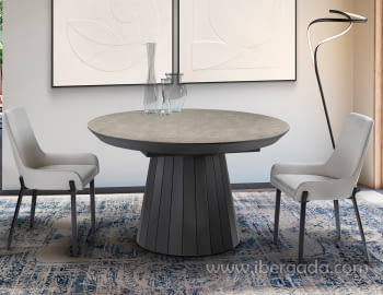Mesa de Comedor Extensible Koria Piedra/Negro (130x130)