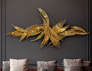 Escultura pared Odisea Acero Dorado (180x90)