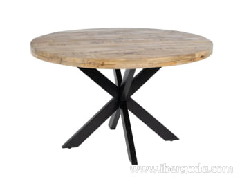 Mesa de Comedor Redonda Madera/Hierro (120x120x77)