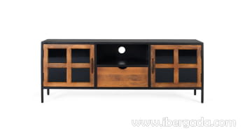 Mueble TV Enzo 2 Puertas Mango/Hierro (150x40x56)