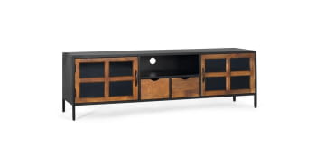 Mueble TV Enzo 2 Puertas Mango/Hierro (180x40x56)