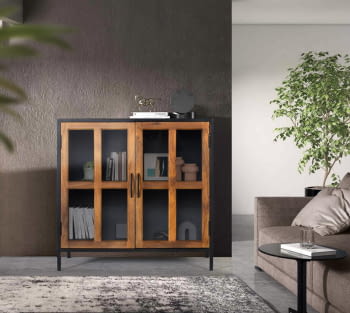 Aparador Enzo 2 Puertas  Mango/Hierro (90x40x88)