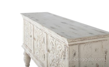 Consola Mango Blanco Envejecido 3 Puertas (148x44x103)-3