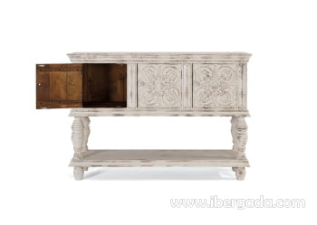 Consola Mango Blanco Envejecido 3 Puertas (148x44x103)-4