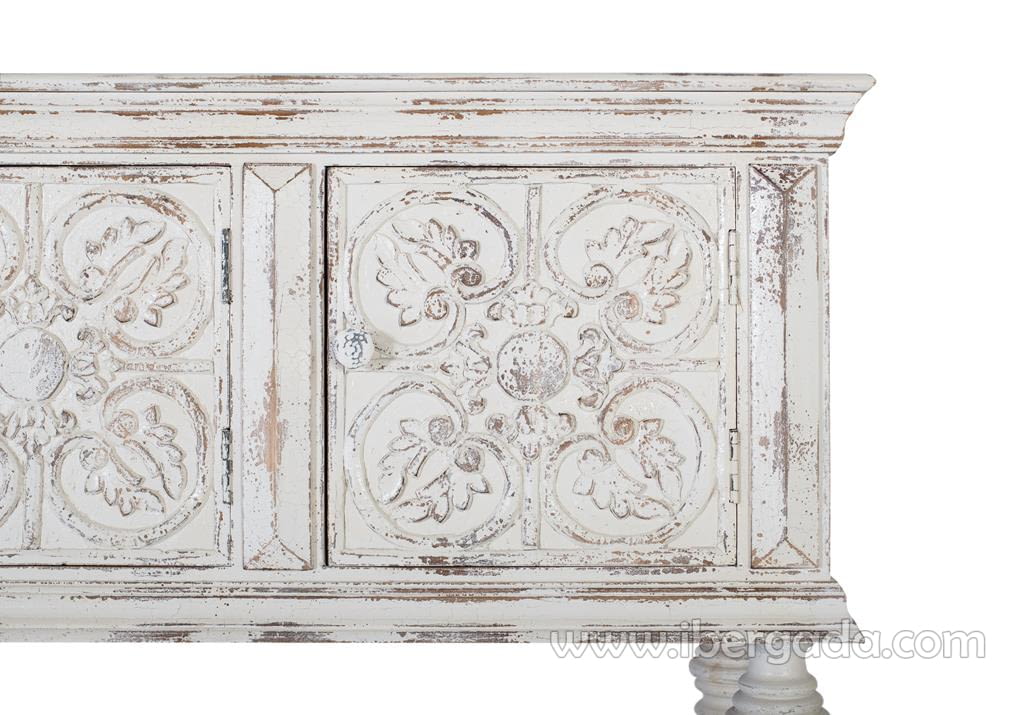 Consola Mango Blanco Envejecido 3 Puertas (148x44x103)-5