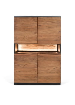 Aparador Alto Madera/Negro con luz (100x40x147)
