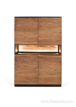 Aparador Alto Madera/Negro con luz (100x40x147)